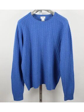 Club Monaco sz L sweater 100% cashmere blue cable knit